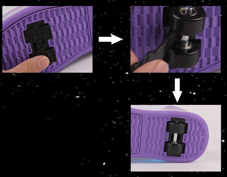 Roller Skate Shoes Kids Boys Girls Flashing Light 4 Wheel Roller Shoes Led Light Luminous Sneakers Outdoor Casual Shoes Children