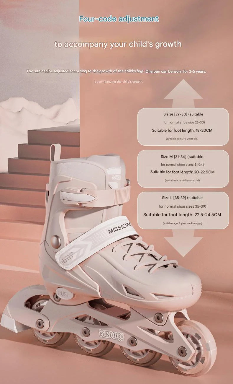 Flashing Inline Roller Skates Women Men Adjustable Size 4 Wheels Skate Shoes For Boys Girls Beginner Outdoor Skating Sneakers