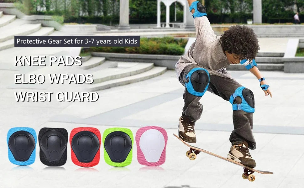 Kids Knee pads and Elbow Pads Toddler Protective Gear Set for Girls Boys with Wrist Guards 3in1 for Skating Cycling Bike Scooter