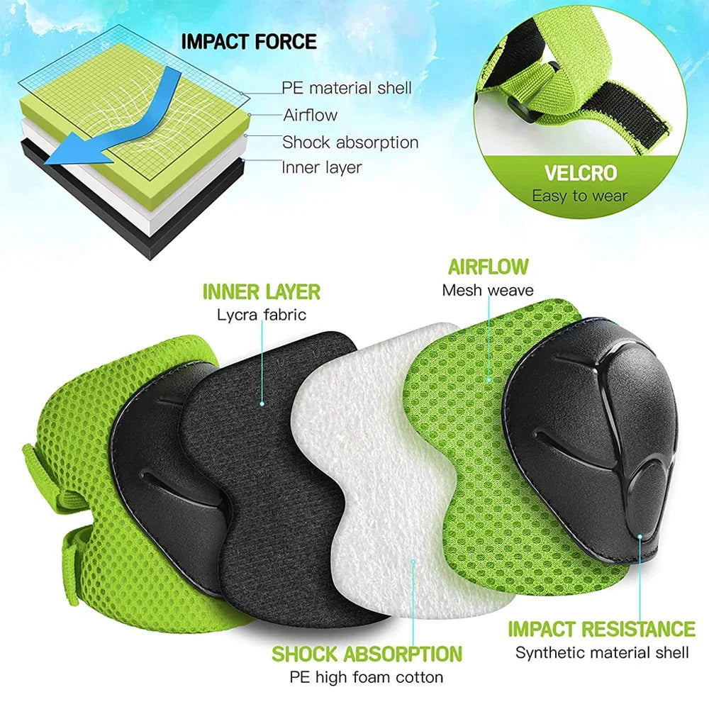 Kids Knee pads and Elbow Pads Toddler Protective Gear Set for Girls Boys with Wrist Guards 3in1 for Skating Cycling Bike Scooter