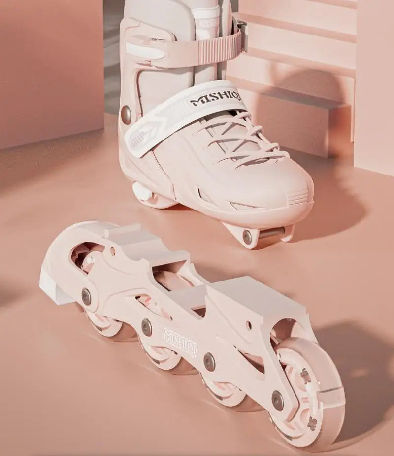 Flashing Inline Roller Skates Women Men Adjustable Size 4 Wheels Skate Shoes For Boys Girls Beginner Outdoor Skating Sneakers