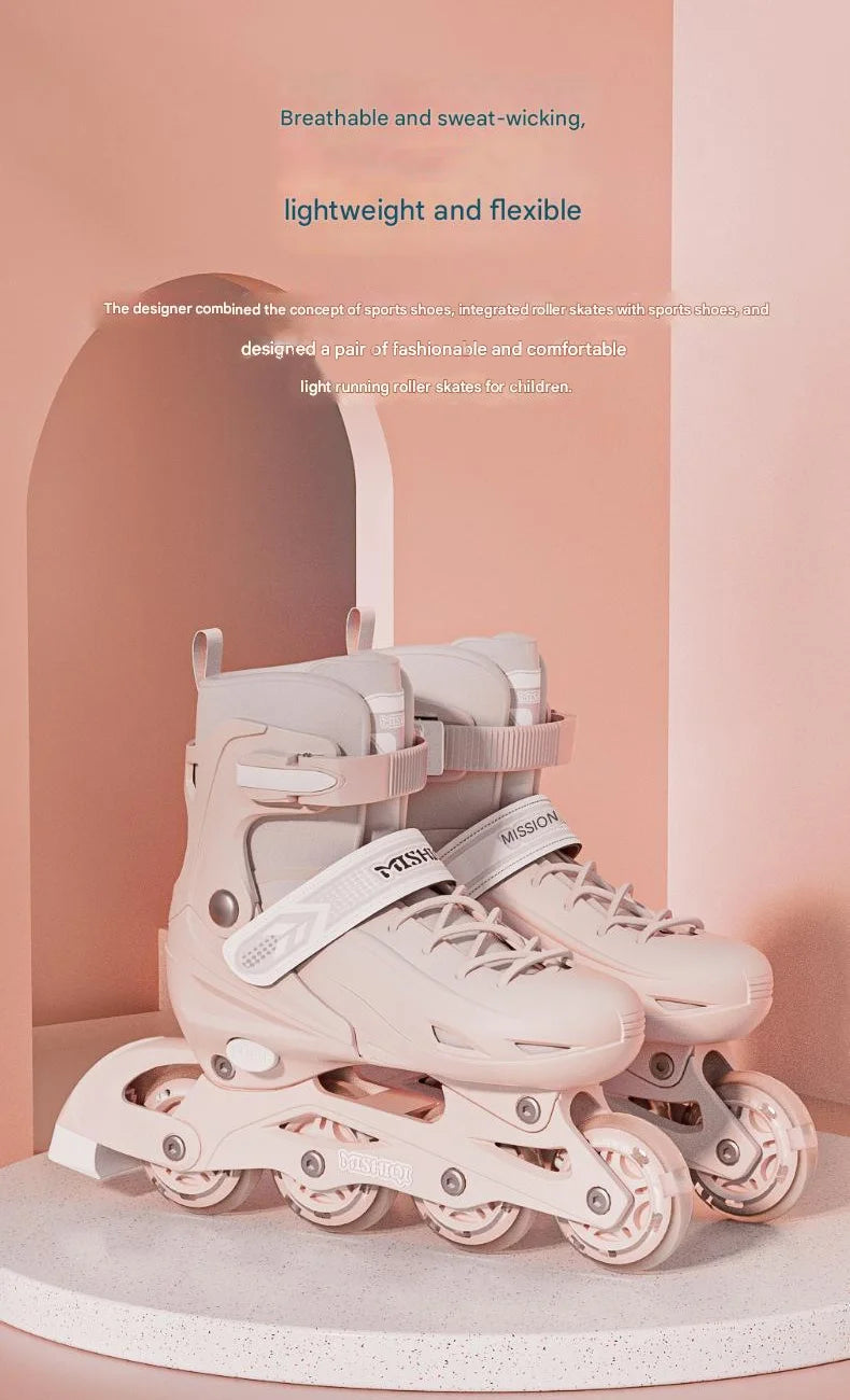 Flashing Inline Roller Skates Women Men Adjustable Size 4 Wheels Skate Shoes For Boys Girls Beginner Outdoor Skating Sneakers