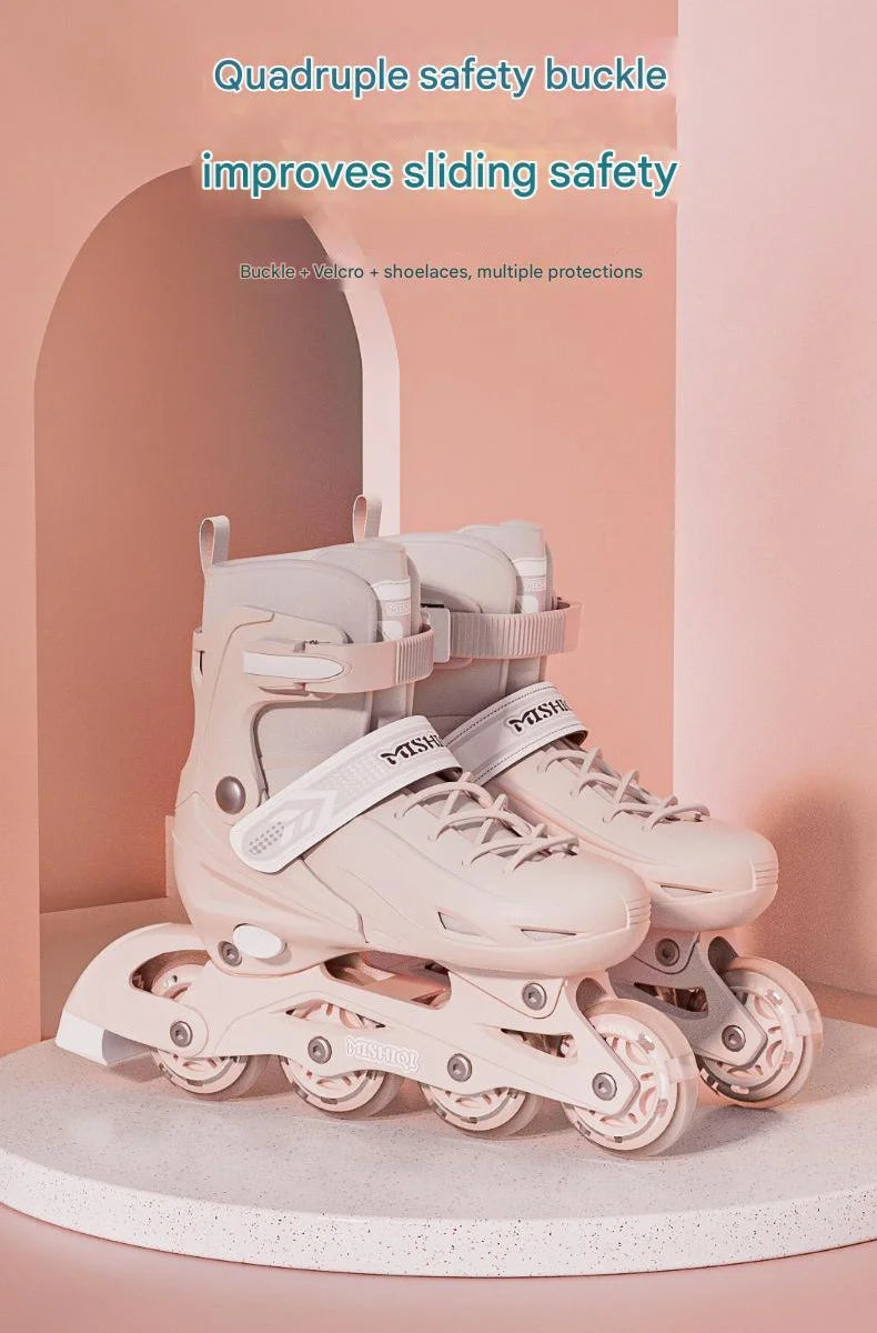 Flashing Inline Roller Skates Women Men Adjustable Size 4 Wheels Skate Shoes For Boys Girls Beginner Outdoor Skating Sneakers