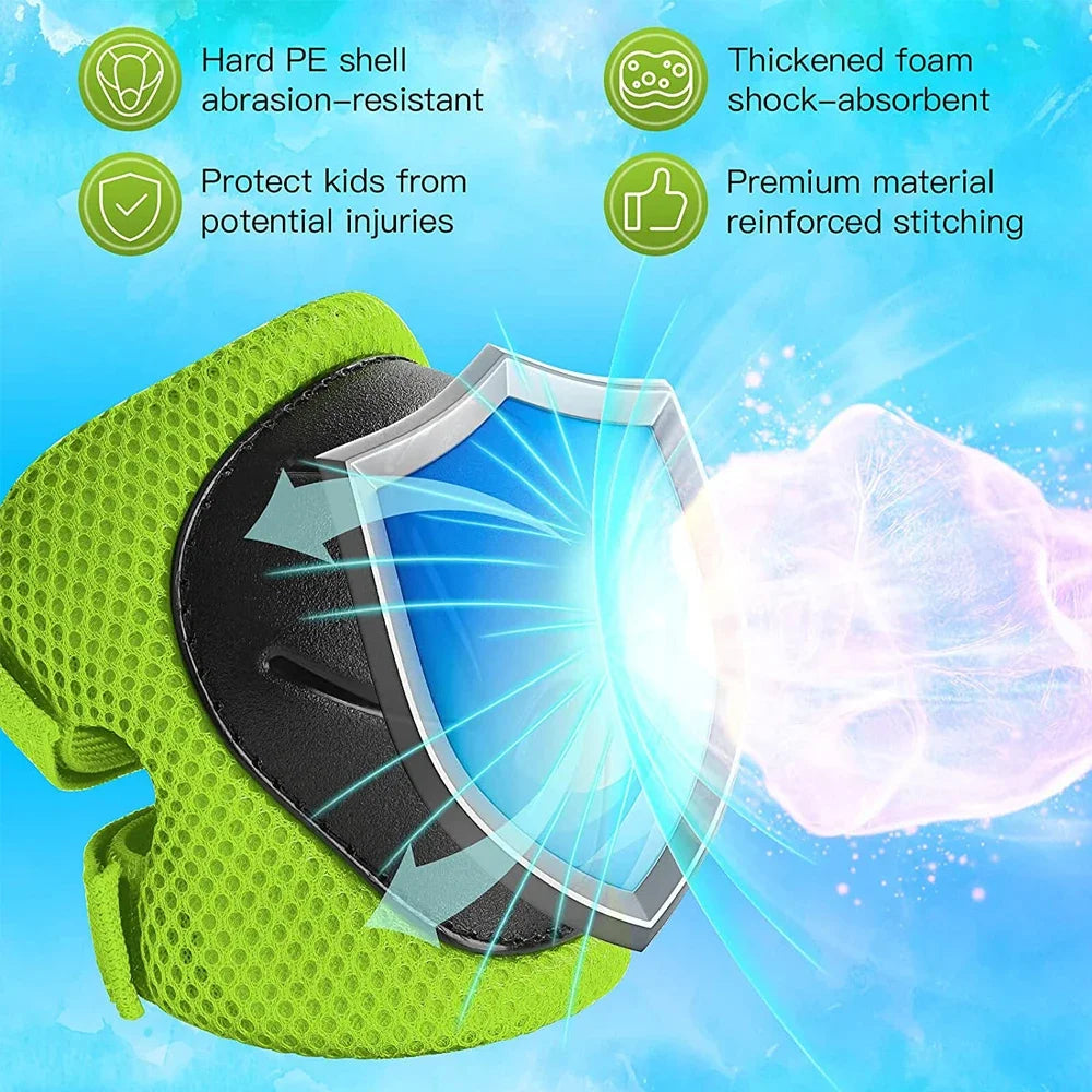 Kids Knee pads and Elbow Pads Toddler Protective Gear Set for Girls Boys with Wrist Guards 3in1 for Skating Cycling Bike Scooter