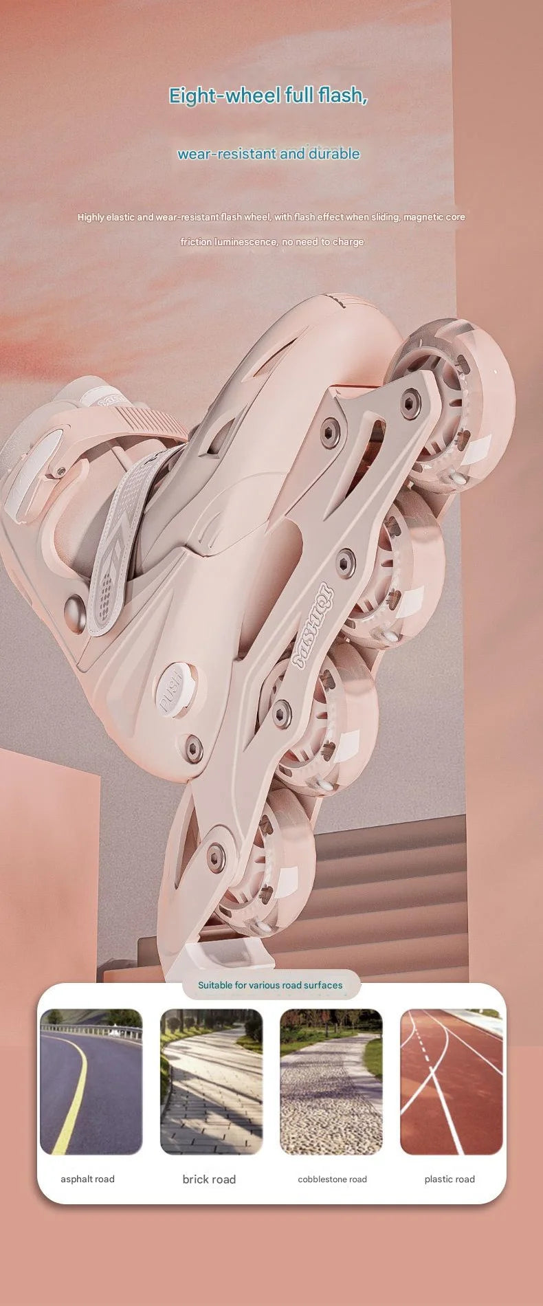 Flashing Inline Roller Skates Women Men Adjustable Size 4 Wheels Skate Shoes For Boys Girls Beginner Outdoor Skating Sneakers