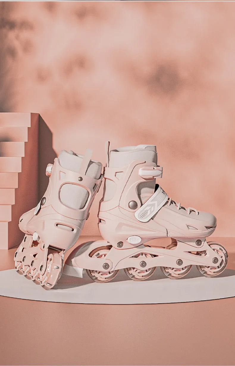 Flashing Inline Roller Skates Women Men Adjustable Size 4 Wheels Skate Shoes For Boys Girls Beginner Outdoor Skating Sneakers