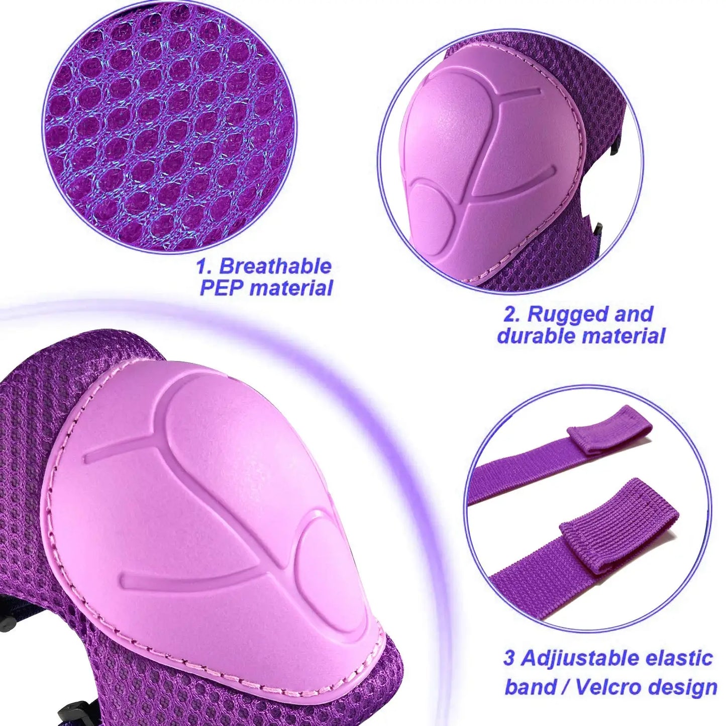 Kids Knee pads and Elbow Pads Toddler Protective Gear Set for Girls Boys with Wrist Guards 3in1 for Skating Cycling Bike Scooter