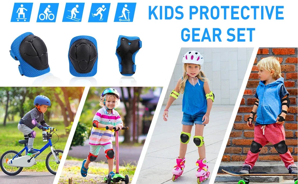 Kids Knee pads and Elbow Pads Toddler Protective Gear Set for Girls Boys with Wrist Guards 3in1 for Skating Cycling Bike Scooter