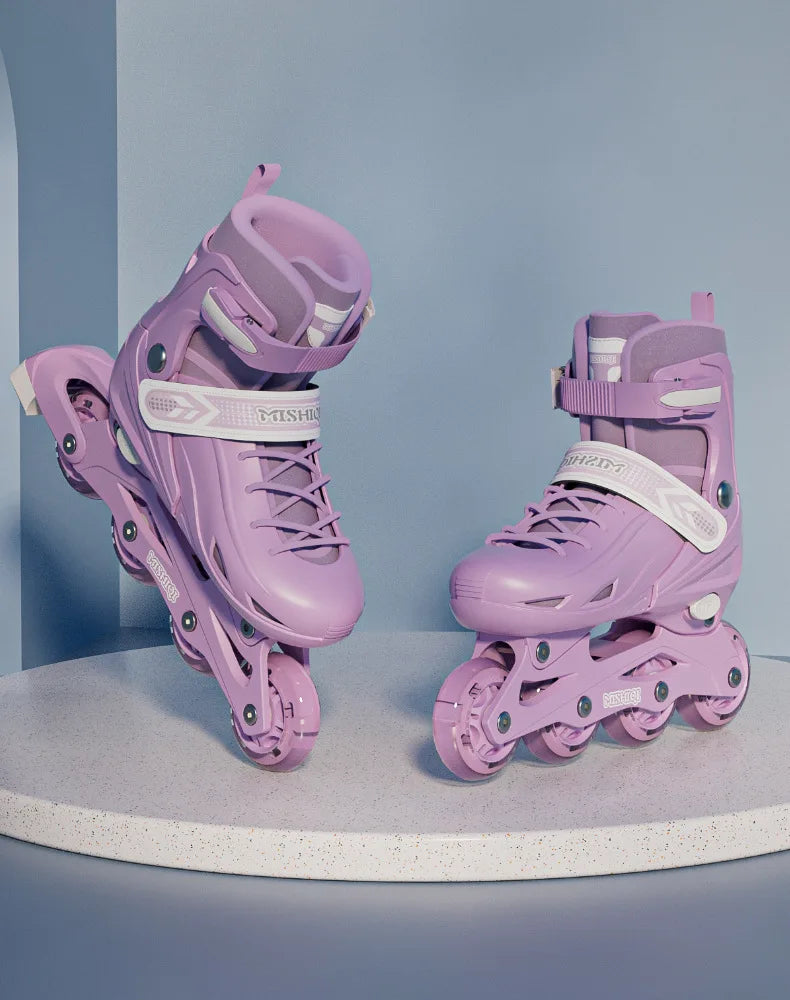 Flashing Inline Roller Skates Women Men Adjustable Size 4 Wheels Skate Shoes For Boys Girls Beginner Outdoor Skating Sneakers