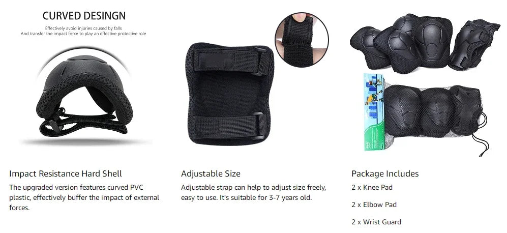 Kids Knee pads and Elbow Pads Toddler Protective Gear Set for Girls Boys with Wrist Guards 3in1 for Skating Cycling Bike Scooter