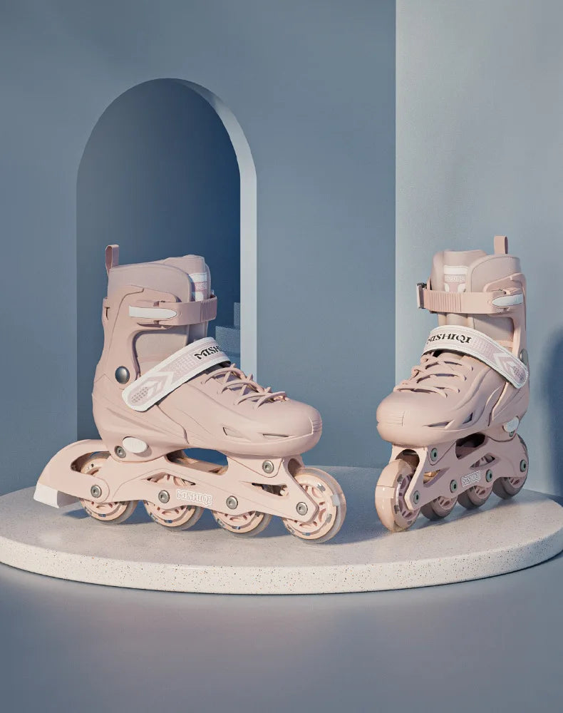 Flashing Inline Roller Skates Women Men Adjustable Size 4 Wheels Skate Shoes For Boys Girls Beginner Outdoor Skating Sneakers