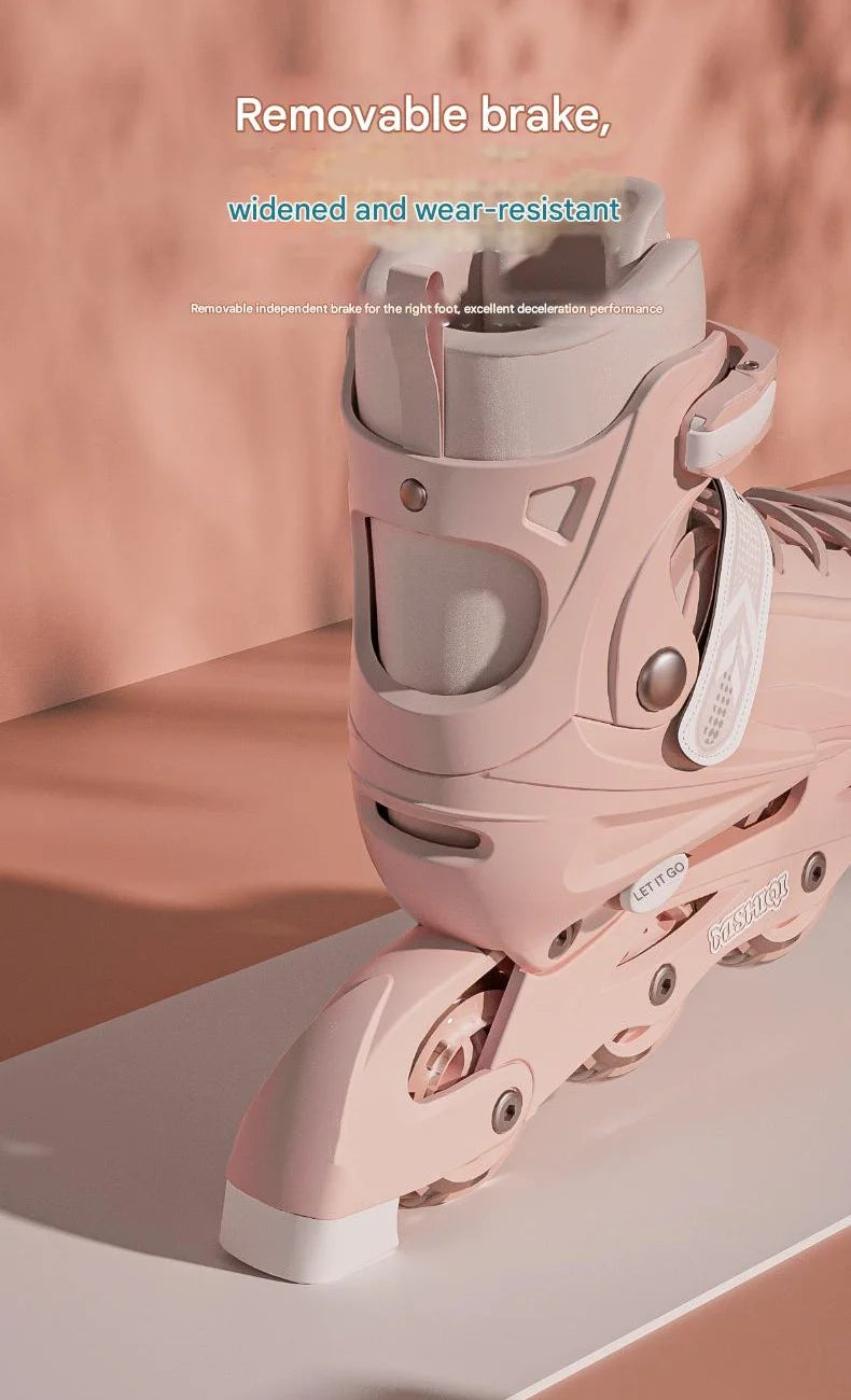 Flashing Inline Roller Skates Women Men Adjustable Size 4 Wheels Skate Shoes For Boys Girls Beginner Outdoor Skating Sneakers