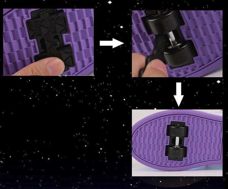 Roller Skate Shoes Kids Boys Girls Flashing Light 4 Wheel Roller Shoes Led Light Luminous Sneakers Outdoor Casual Shoes Children