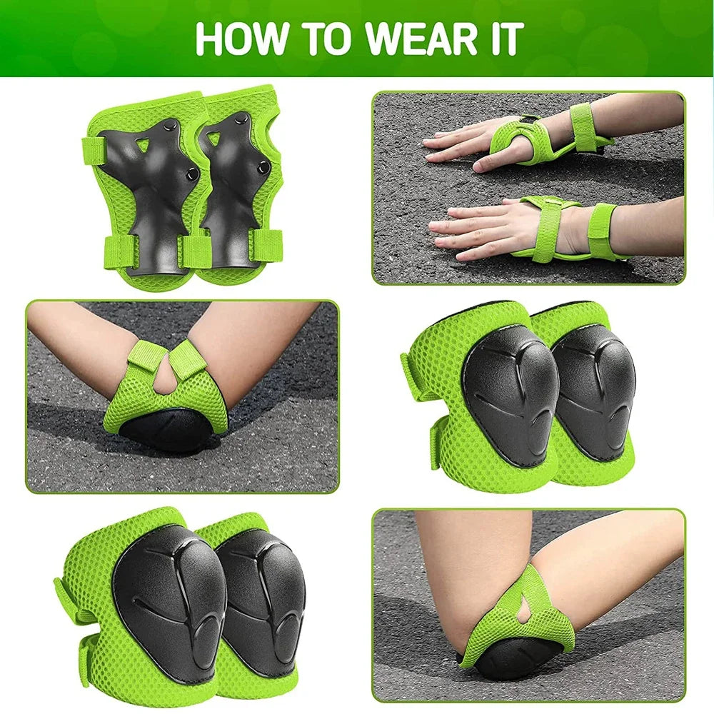 Kids Knee pads and Elbow Pads Toddler Protective Gear Set for Girls Boys with Wrist Guards 3in1 for Skating Cycling Bike Scooter