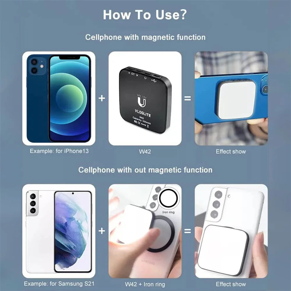 MagSafe Light Portable Selfie Light for iPhone 16 15 14 13 12 Pro Max Fill Light for Phone Computer Laptop Selfie Video Vlog
